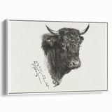 Animal Realism Art Print - Head of a Bull by Marie Rosalie Bonheur - Fine Detail Sketch