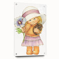Vintage Girl and Bunny Wall Art - Nursery and Kids Room Print