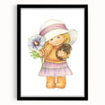 Vintage Girl and Bunny Wall Art - Nursery and Kids Room Print