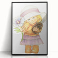 Vintage Girl and Bunny Wall Art - Nursery and Kids Room Print