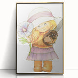 Vintage Girl and Bunny Wall Art - Nursery and Kids Room Print