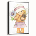 Vintage Girl and Bunny Wall Art - Nursery and Kids Room Print