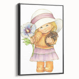 Vintage Girl and Bunny Wall Art - Nursery and Kids Room Print