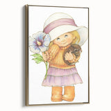 Vintage Girl and Bunny Wall Art - Nursery and Kids Room Print