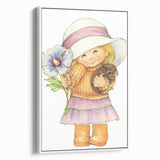 Vintage Girl and Bunny Wall Art - Nursery and Kids Room Print