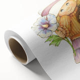 Vintage Girl and Bunny Wall Art - Nursery and Kids Room Print