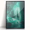 Framed acrylic artwork showcasing a stunning cave landscape design with intricate details, featuring a sleek black frame and a contemporary aesthetic, perfect for modern home decor.