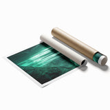 Stunning rolled canvas print showcasing a vibrant cave landscape design, featuring rich earthy tones and intricate details, packaged securely in a protective tube.