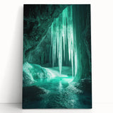 Vibrant stretched canvas artwork showcasing a stunning landscape with intricate cave formations, ideal for home decor and art enthusiasts, capturing natural beauty and depth.