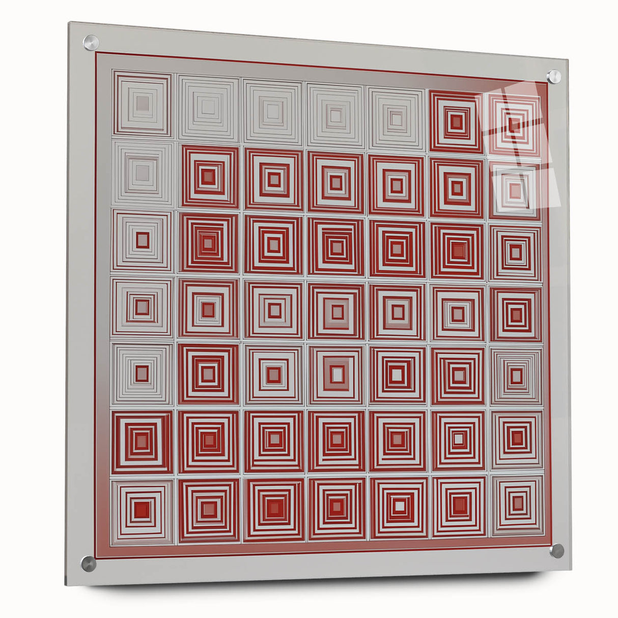 Modern Geometric Wall Art – Red and White Abstract Canvas