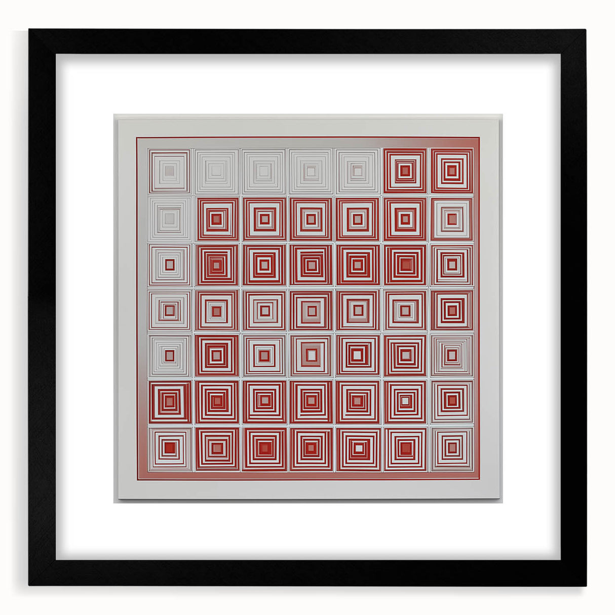 Modern Geometric Wall Art – Red and White Abstract Canvas