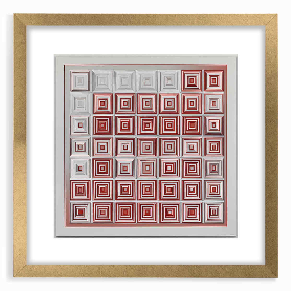 Modern Geometric Wall Art – Red and White Abstract Canvas