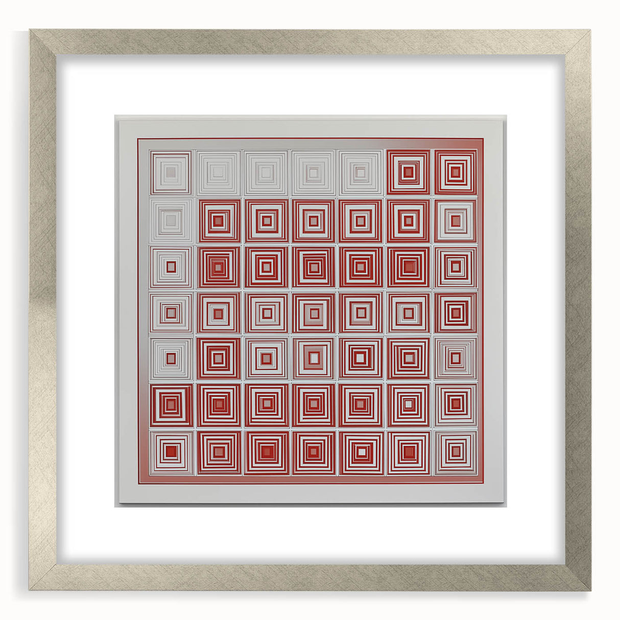 Modern Geometric Wall Art – Red and White Abstract Canvas