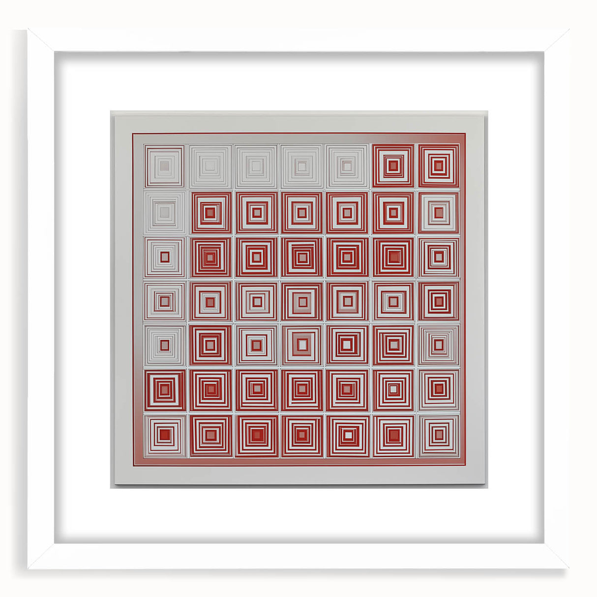 Modern Geometric Wall Art – Red and White Abstract Canvas