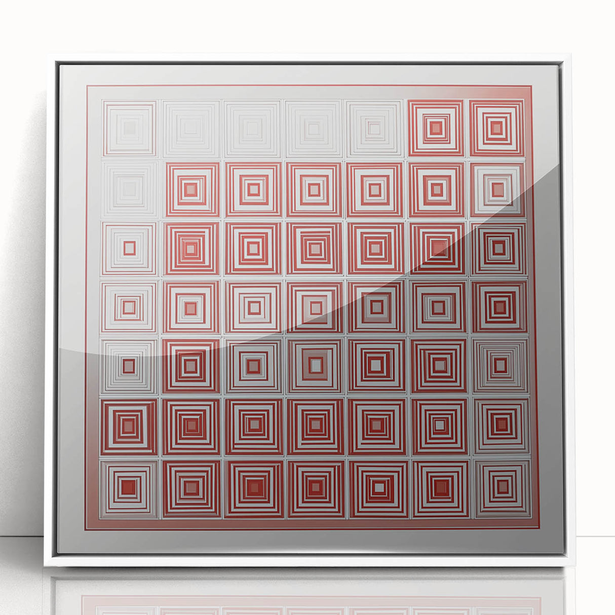 Modern Geometric Wall Art – Red and White Abstract Canvas