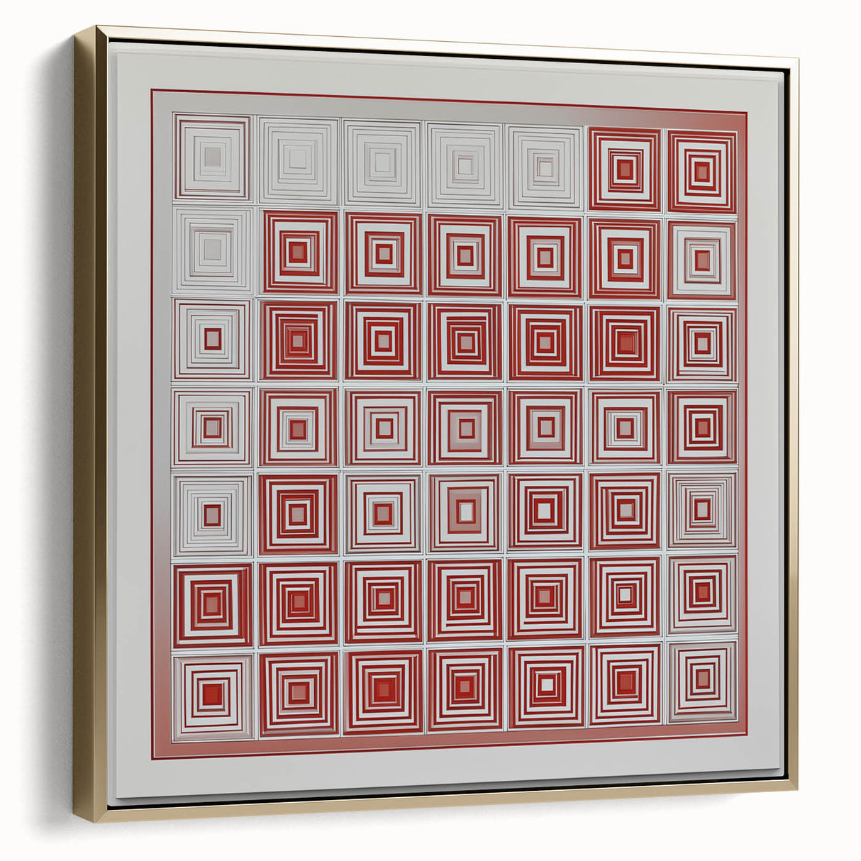 Modern Geometric Wall Art – Red and White Abstract Canvas