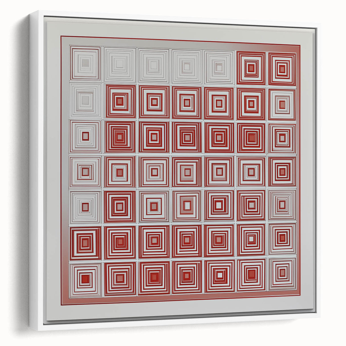 Modern Geometric Wall Art – Red and White Abstract Canvas
