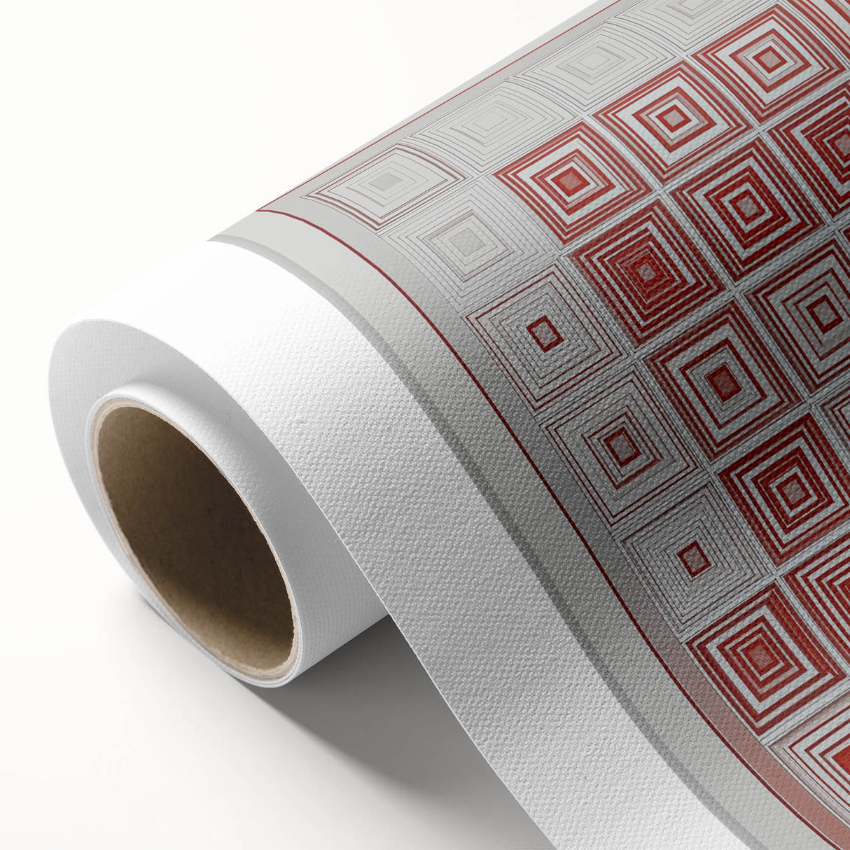 Modern Geometric Wall Art – Red and White Abstract Canvas