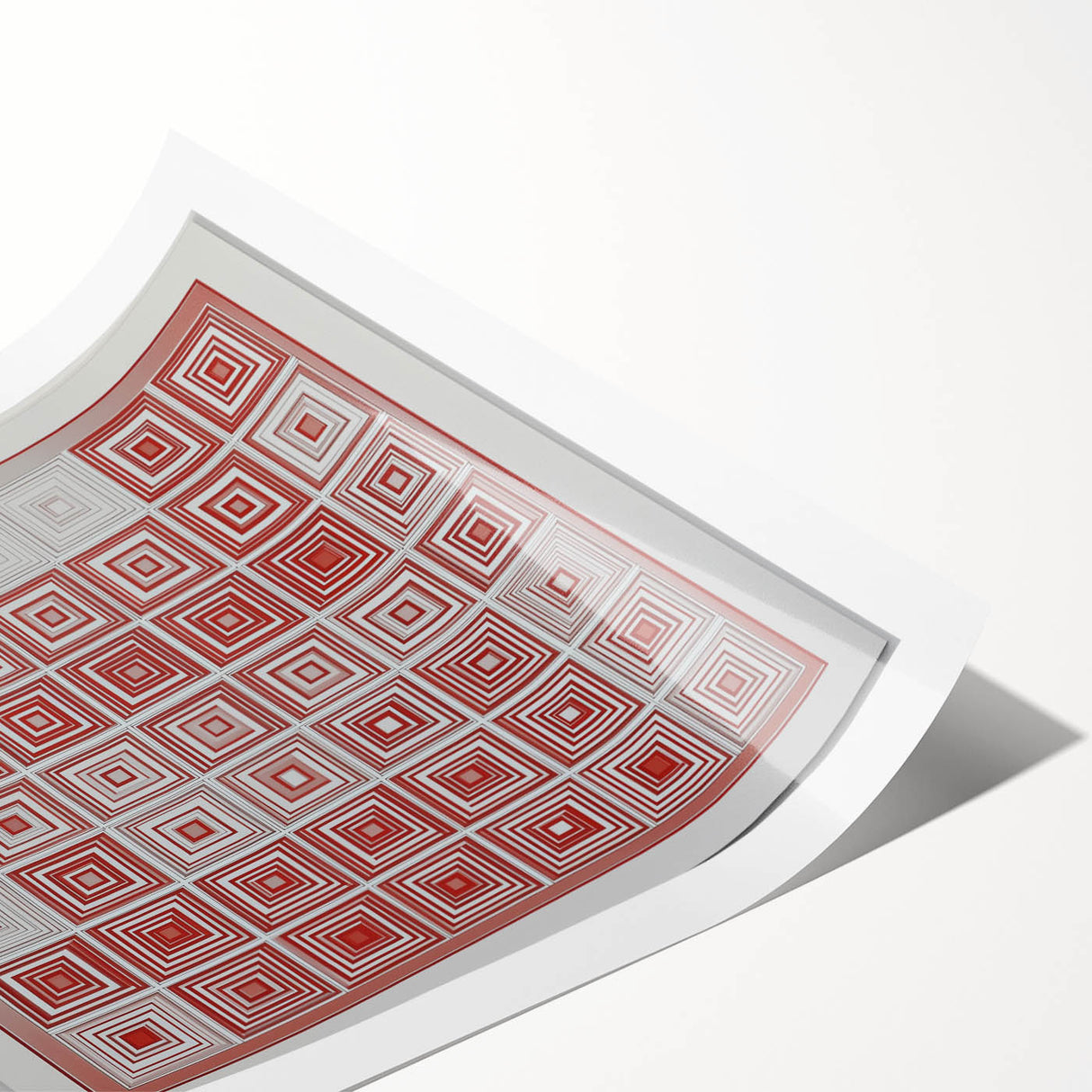 Modern Geometric Wall Art – Red and White Abstract Canvas