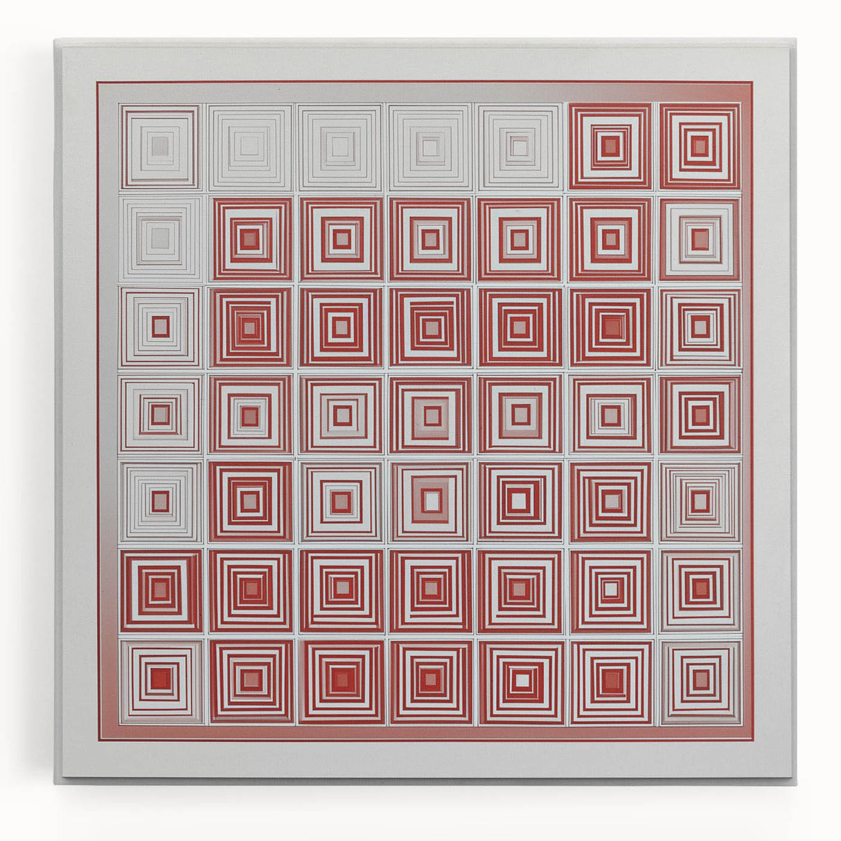 Modern Geometric Wall Art – Red and White Abstract Canvas