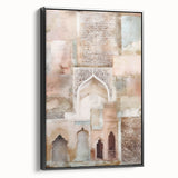 Framed canvas wall art showcasing an abstract architectural design in black, displayed in a side view, highlighting modern aesthetics and artistic depth. Perfect for contemporary home decor.