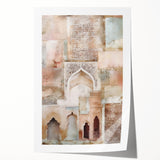 Abstract architecture wall art print showcasing geometric shapes and vibrant colors, rolled and ready for framing, enhancing modern interior decor.