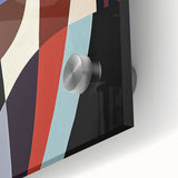 Close-up of an abstract geometric acrylic glass design showcasing vibrant colors and intricate patterns, perfect for modern interior decor and artistic displays.