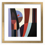 Abstract geometric frame with a gold mat, showcasing a modern design in an elegant front view, perfect for enhancing contemporary interior decor and art displays.