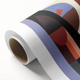 Abstract geometric rolled canvas artwork showcasing vibrant colors and intricate patterns, elegantly packaged in a durable cardboard tube for safe delivery. Perfect for modern decor enthusiasts seeking a unique wall accent.