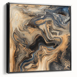 Framed canvas art showcasing abstract black splatter designs on a textured surface, displayed in a contemporary setting, ideal for modern home decor.