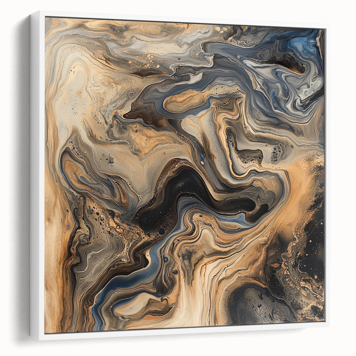 Framed canvas artwork showcasing abstract splatter designs in white, adding a modern touch to any decor. Perfect for contemporary art lovers and interior styling.