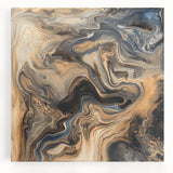 Abstract splatter art on stretched canvas showcasing vibrant colors like blue, yellow, and red, ideal for modern home decor. Perfect for adding a contemporary touch to living spaces.