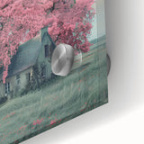 Mid-century modernist large abstract wall art on acrylic glass, featuring geometric shapes in earth tones.