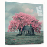 Acrylic print of large abstract wall art featuring muted earth tones, ideal for bedroom or dining room decor.