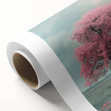 Art Deco poster of quaint cottages in muted pastel colors on rolled canvas, ideal for nursery wall art.