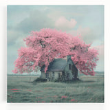 Black and white canvas print of quaint cottages, suitable for kitchen wall art.