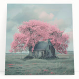 Black and white canvas print of cottages, ideal for kitchen wall art or bedroom ambiance.