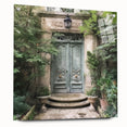 Acrylic print of a large abstract depiction of a French door architecture in muted beige and cream tones.