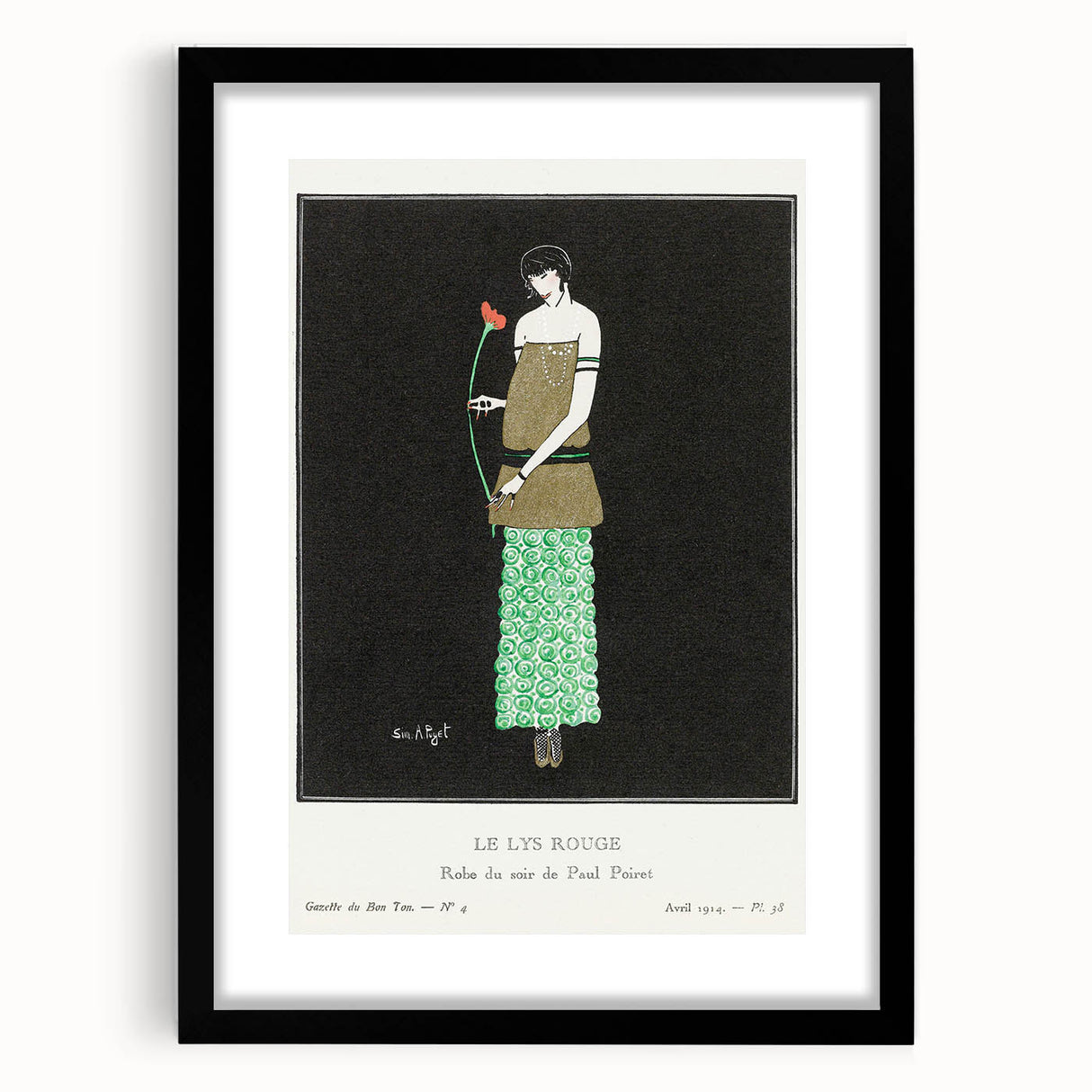 Elegant Art Deco Wall Art - Le Lys Rouge Fashion Illustration Print