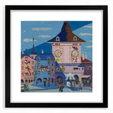 Expressionist Urban Scene – Vibrant Bern with Belltower Wall Art
