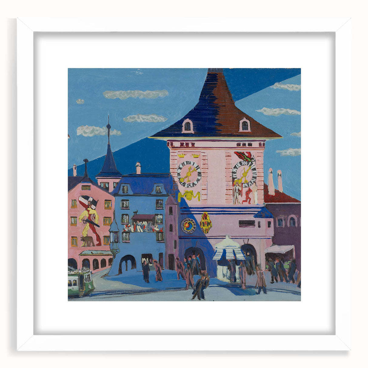 Expressionist Urban Scene – Vibrant Bern with Belltower Wall Art