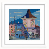 Expressionist Urban Scene – Vibrant Bern with Belltower Wall Art