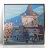 Expressionist Urban Scene – Vibrant Bern with Belltower Wall Art