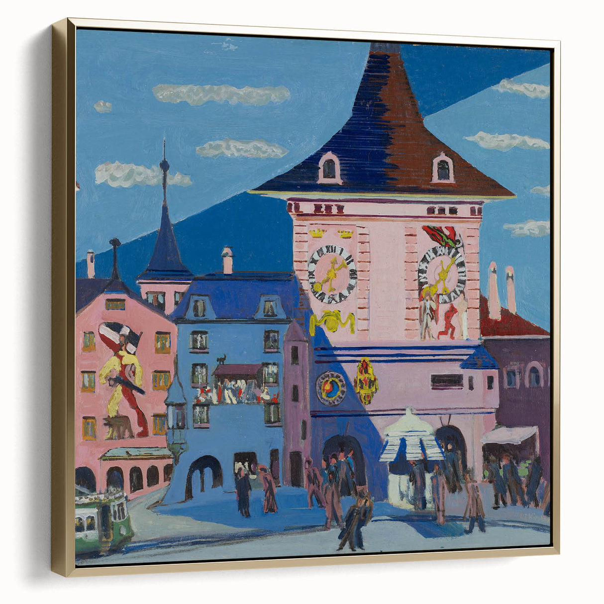 Expressionist Urban Scene – Vibrant Bern with Belltower Wall Art