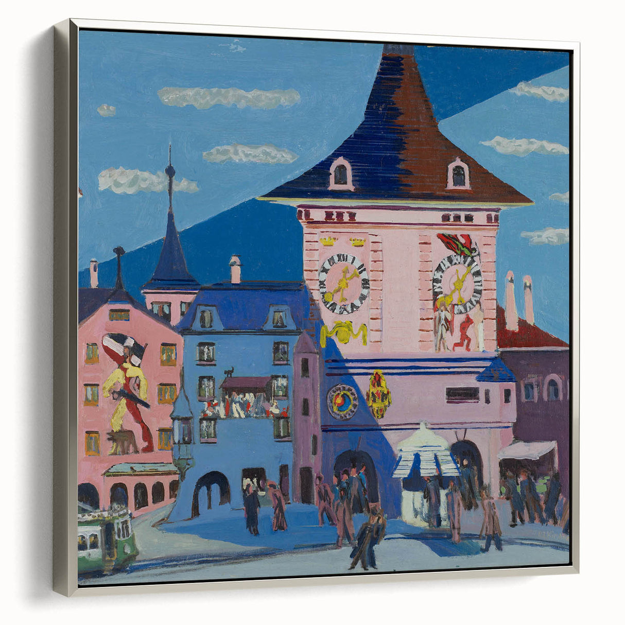 Expressionist Urban Scene – Vibrant Bern with Belltower Wall Art