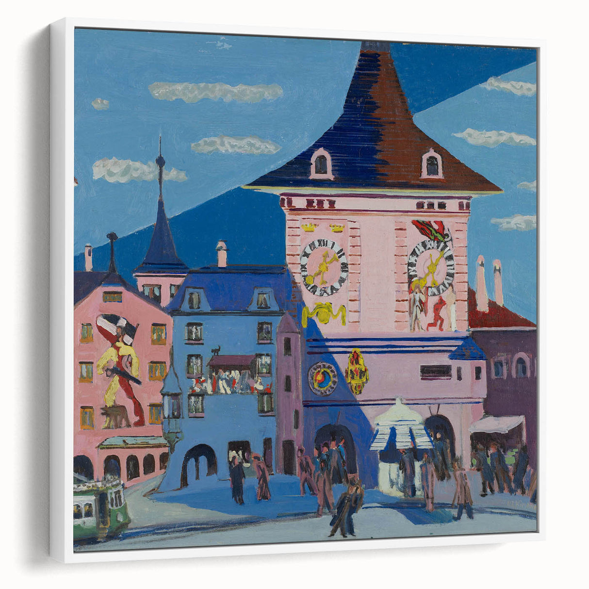 Expressionist Urban Scene – Vibrant Bern with Belltower Wall Art