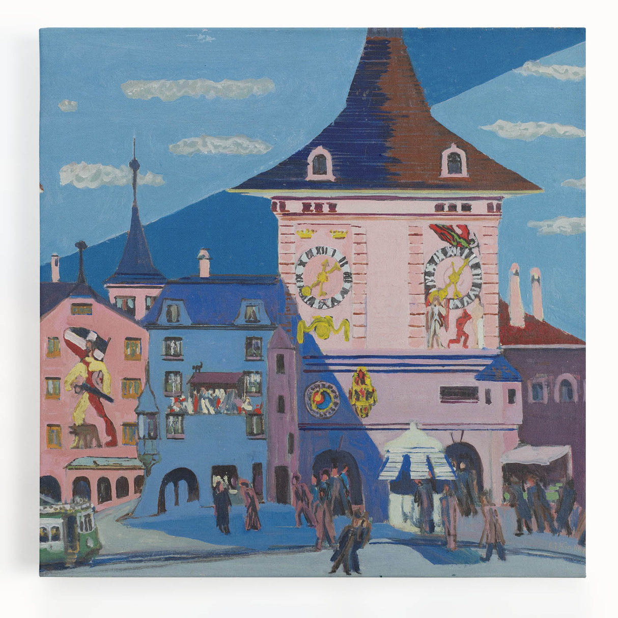 Expressionist Urban Scene – Vibrant Bern with Belltower Wall Art