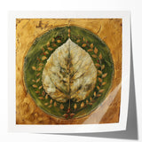 Vibrant wall art print showcasing a floral design with colorful flowers and lush green leaves on a glossy surface, ideal for home decor enhancement.