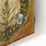 Close-up of vibrant acrylic glass wall art depicting an intricate design of colorful flowers and leaves, ideal for modern home decor. The artwork showcases bold colors and fine details, enhancing any living space with a touch of nature.