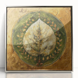 Framed wall art showcasing a vibrant floral design with botanical leaves, featuring a sleek silver frame and acrylic front. Ideal for modern home decor accents.